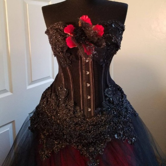 Lilith Goth Twilight Black Red Corset Ballgown Set